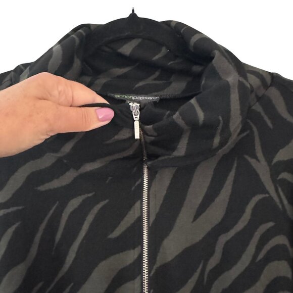 Shannon Passero Loretta Jacket Black Green Zebra Stripes High Neck Pockets XL - Picture 5 of 8